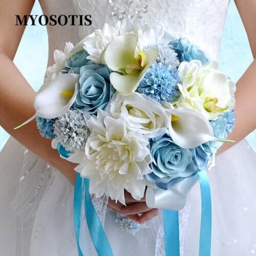Artificial Blue Ivory Flowers Silk Peony Flower Bouquet Artificial Flowers Home Garden Decoration Wedding Roses Bunches