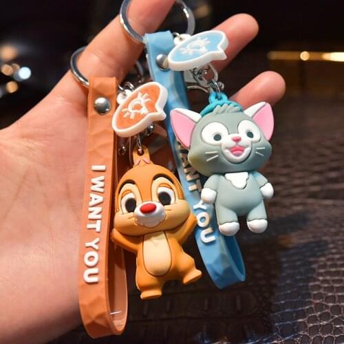Cat Squirrel Elephant Keychain Cartoon Female Cute Couple Lovers Bag Ornament Car Key Chain Child Toy INS Kawaii Girl Gift