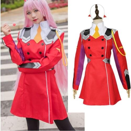 Zero Two Costumes,Anime DARLING in the FRANXX zero two cosplay costume dress CODE 002 Uniform For women Wigs Halloween costumes