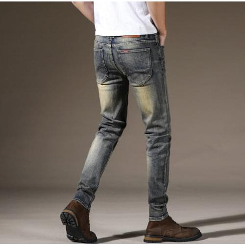 Summer retro nostalgic type stretch jeans mens slim pants thin casual all-match denim straight-leg pants