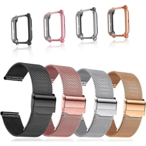 Metal Bracelet For Xiaomi Huami Amazfit Bip S U Lite Wrist Strap With Case GTS 2E/GTS 2 Mini Film Screen Protector For Watchband