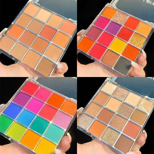 Miss Lara 16 Color Eye Shadow Palette Colorful Artist Shimmer Glitter Matte Pigmented Powder Pressed Earth Eyeshadow Makeup Kit