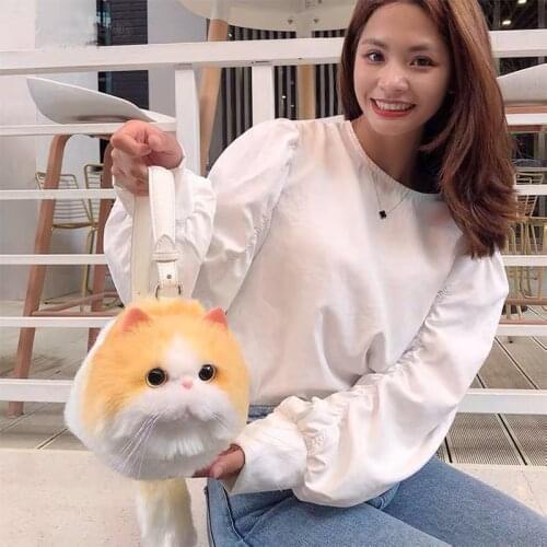 Cute Plushie Yellow cat bags hand bags Stuffed Animals Soft Plush Toys for Girls Kids Kawaii Doll Birthday Christmas Gift