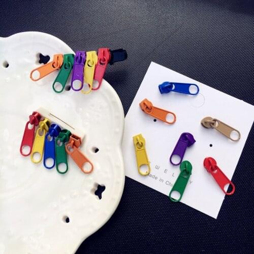 Fashion Jewelry Personality Vintage Punk Metal Alloy Zipper Shape Studs Earring For Girl Women