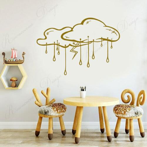Cartoon Pattern Sky Rain Cloud Lightning Wall Sticker Vinyl Home Decoration For Kids Baby Room Bedroom Nursery Decals Mural 4264