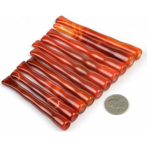 10pcs Handmade Carnelian / Red Agate Stone Cigarette Holders Wholesale