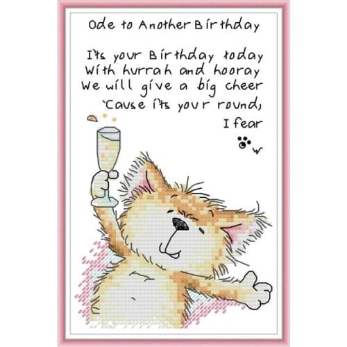 DA547 Cute cat 11 cross stitch kit aida 14ct 11ct count print canvas cross stitches needlework embroidery DIY handmade