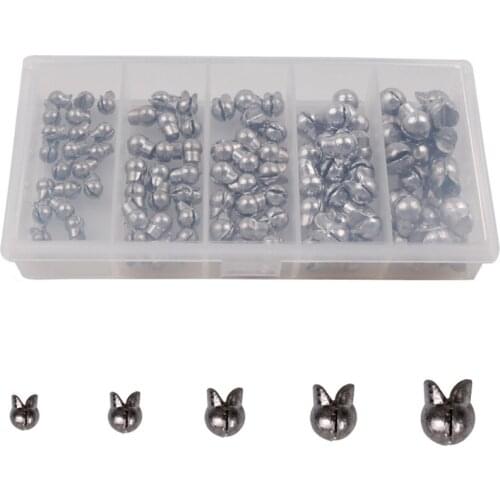 100pcs Open Bite Lead Set 0.5-2.0g Bare Fishing-clip Drop Biting Round Plumb Bob with Storage Box Fishing Tool Gear Equipment