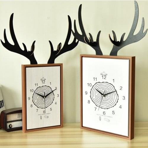Nordic Wall Clock Wood Deer 3d Creative Living Room Home Wooden Modern Silent Large Horloge Murale Design Moderne Reloj Pared