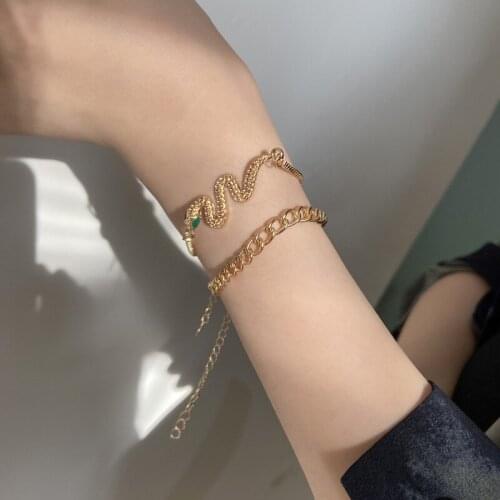 New Bohemian Gold Color Snake Bracelet Chains Multilayer Bracelet For Girls Charm Punk Women Bangle Jewelry 2021 New Accessories