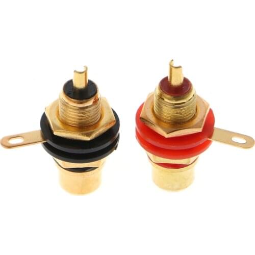 OOTDTY 1 Pair RCA Female Socket Connector Chassis Panel Mount Adapter Audio Terminal Plug