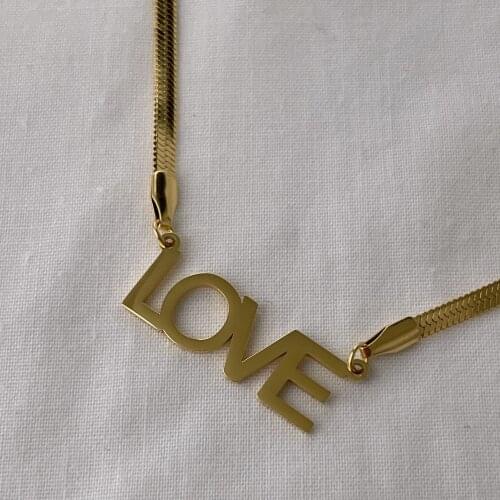 New ins Vintage Titanium Steel Letter Necklace Temperament Real Gold-plated LOVE Necklaces For Women Girls Fashion Jewelry Gifts