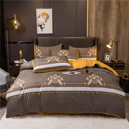 Papa&Mima European Baroque Brown Bedding Sets Microfiber Polyester Bedlinens Twin Full Queen Duvet Cover Set Pillowcases
