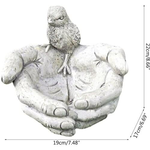 Hand Shaped Bird Feeder Resin Garden Statue Sculpture Outdoor Decorations for Patio Porch Pathway Yard Ornaments