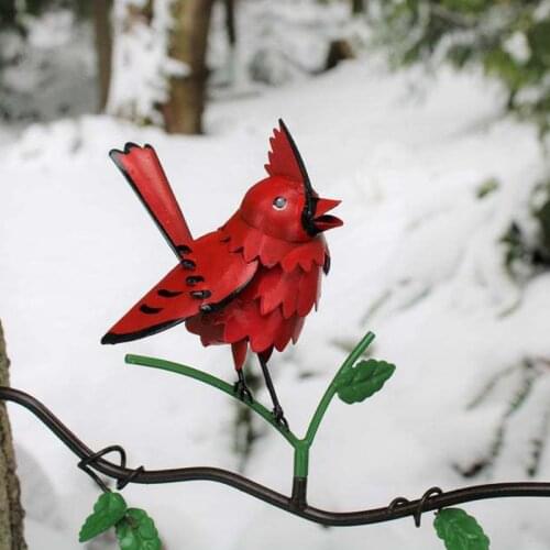 Happy Bird Garden Branch Plug-in Decoration Home Decoration Bird Ornament Garden Supplies Garden Statues Garden Decor