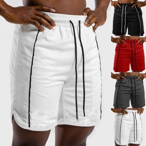 Men Casual Shorts Drawstring Quick Drying Casual Solid Color Elastic Waist Short Pants for Beach Gyms Bodybuilding Men Shorts