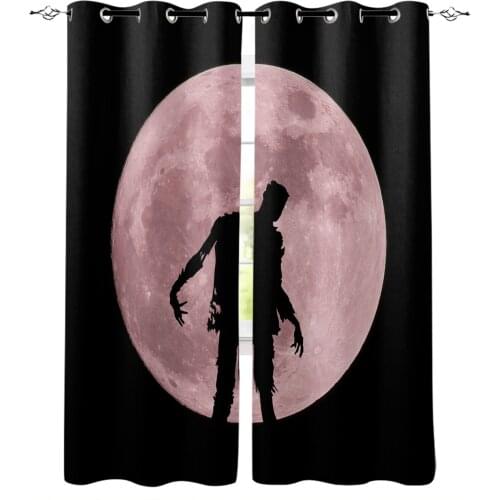 Halloween Moon Zombie Silhouette Blackout Curtains For Living Room Bedroom Printed Window Treatment Drapes Home Decor