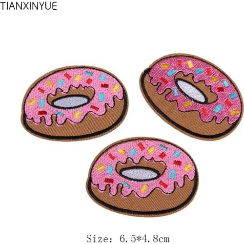 TIANXINYUE 20pcs/lot Donuts patches badges for clothing iron embroidered patch applique iron sew on Diy sewing accessory