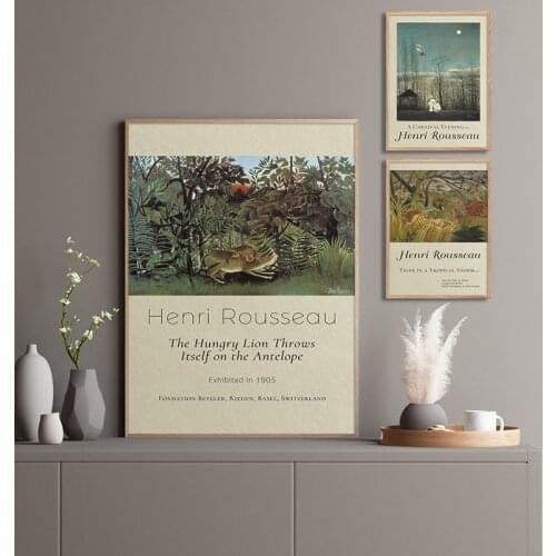 World Famous Henri Rousseau The Snake Charmer Exhibition Posters And Prints Canvas Painting Wall Art Pictures Home Decoration
