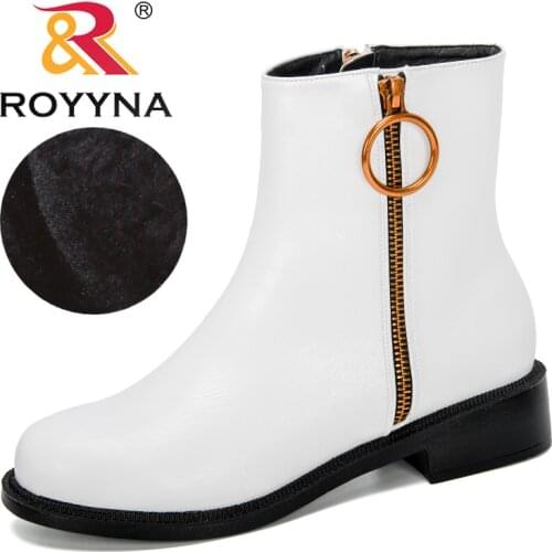 ROYYNA 2019 New Designers Popular Short Plush Ankle Boots Women Thick Heel Zippers Ladies Shoes Boots Bota Feminina Comfortable