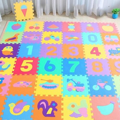 10Pcs/set 30*30cm Number Animal Pattern Baby Play Mat Puzzle Toys For Kids Children EVA Foam Yoga Crawling Mats Floor Tapete