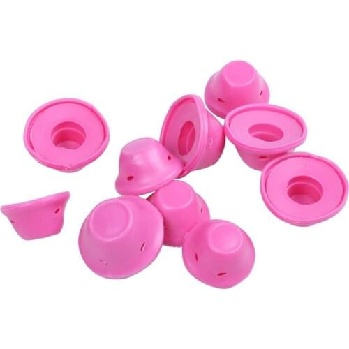 10pcs/set Soft Rubber Magic Hair Care Rollers Silicone Hair Curler No Heat Hair Styling Tool Pink