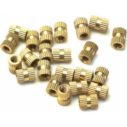 100PCS M3*3*4mm OD 4mm Brass Inserts Double Pass Copper Knurl Nut Embedded Fastener
