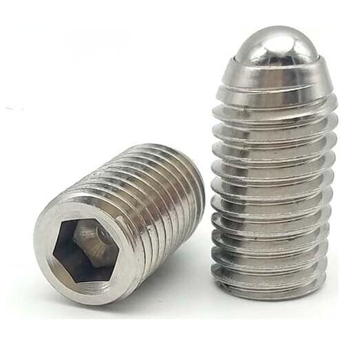 2pcs M10 M12 M16 Allen bead positioning screws hex socket ball plunger headless spring beads screw stainless steel bolt