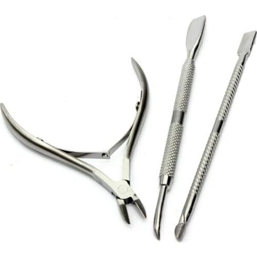 3Pcs/Set (2 SETS) Stainless Steel Nail Cuticle Nipper Spoon Cuticle Pusher Nail Clipper Trimmer New Arrival FREE SHIPPING