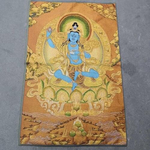 35" Thangka embroidery Tibetan Buddhism silk embroidery brocade Nepal Be Ming Buddha Mother Bodhisattva statue Thangkas