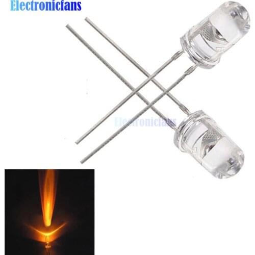 50PCS 5mm Yellow Round High Power Super Bright Water Clear LED Leds Lamp Bulb