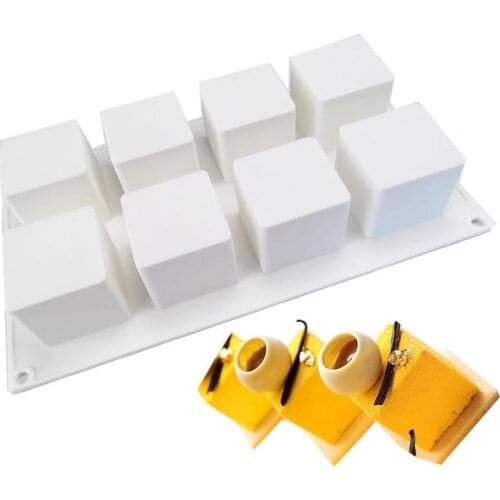 8 Holes 3D Small Square Shape Non-stick Silicone Mold for DIY Pastry Jelly Cupcakes Mousse Ice Cream Chocolate Utensil