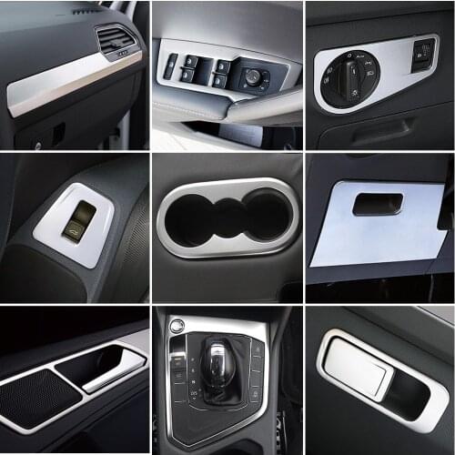 For Volkswagen VW Tiguan MK2 2017-2019 Stainless Steel Interior Accessories Central Console Matte Silver Decoration Sticker