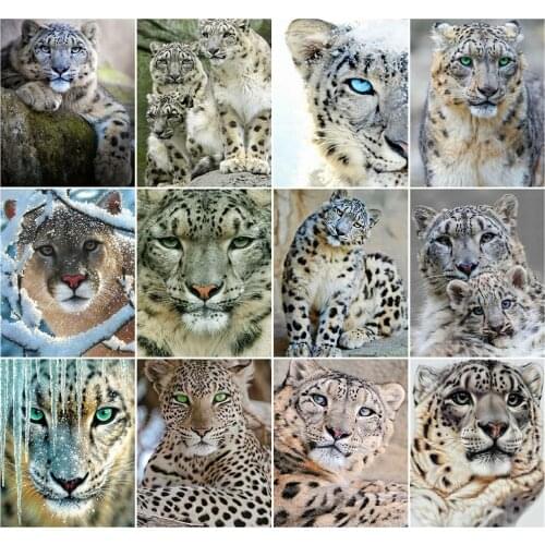AZQSD 40x50cm Oil Painting By Numbers Animal Home Living Room Art Craft DIY Coloring By Numbers Leopard Handpainted Gift