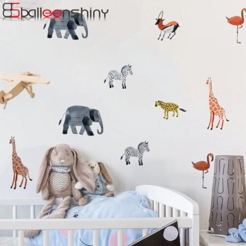 BalleenShiny 24pcs/set Nordic Style Forest Animal Wall Decals Woodland Tree Nursery Vinyl Wall Sticker Children Room Wall Decor