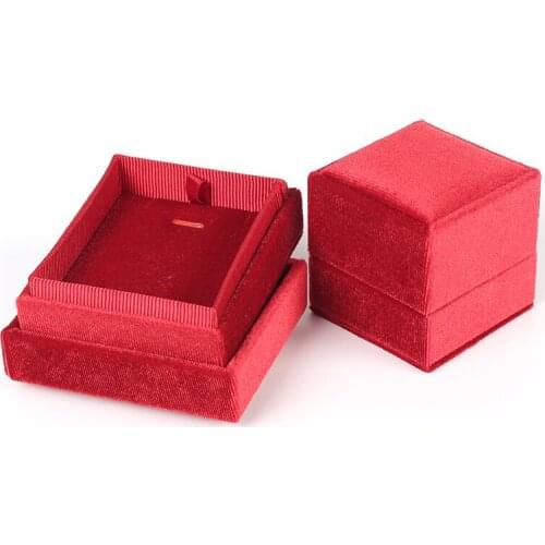 Velet Red Square Necklaces Box Jewelry Display Storage Gift Cases 6 Colors For Women Jewellery Earrings Diamond Rings Organizers