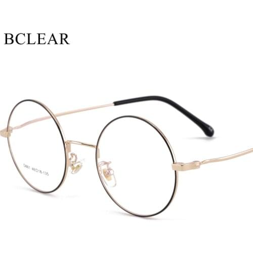 BCLEAR Men Women Alloy Eyeglass Frames Quality Vintage Eyewear Round Retro Spectacles For Prescription Lenses 2019 New Desgin