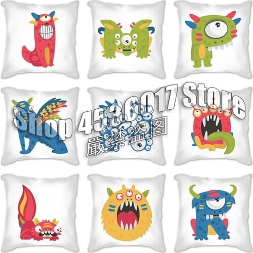 Color monster letters cushion cover home decorative pillows 45x45cm pillowcase cotton linen for throw pillows for couch cushions