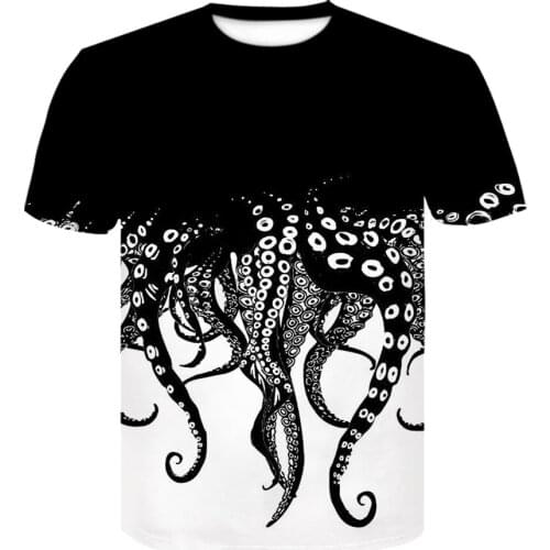 Fish Octopus 3D Print Streetwear t shirt Men Women Hip Hop T Shirt Casual loose Tshirt off white Teens men clothing Tops tshirt