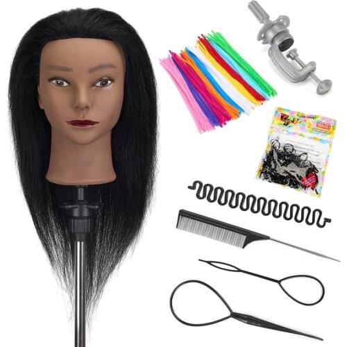 NEVERLAND 100% Real Hair 14Inch Mannequin Head Hair Styling For Salon Professional Hairdressing Cutting Practice Training Head