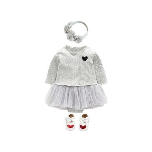 Baby Gril Cotton Clothing Newborn Girls Infant Jumpsuit Bodysuit+Coat Baby Clothes Sets Kids Outfit Sets 4 Color