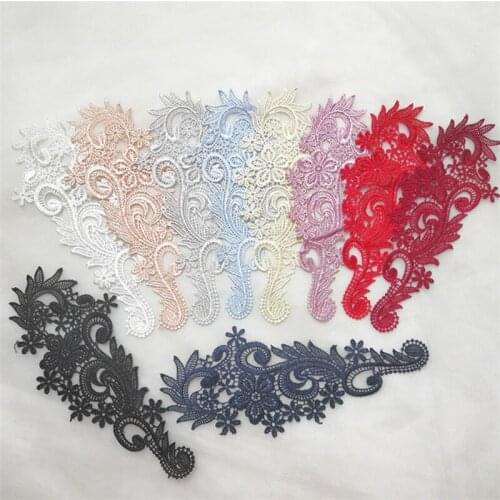 10Pieces Embroidered Lace Applique Water Soluble Red Black Patch DIY Wedding Dress Accessories Handmade