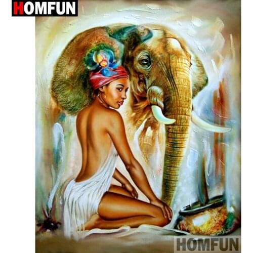HOMFUN Square/Round Drill 5D DIY Diamond Painting "Beauty elephant" Embroidery Cross Stitch Full Rhinestone Decor A26098