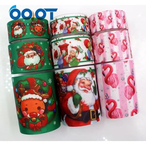 OOOT BAORJCT G-18925-1189,25mm/38mm/75 mm 10 yards Christmas Ribbons Thermal transfer Printed grosgrain,DIY Clothing accessories