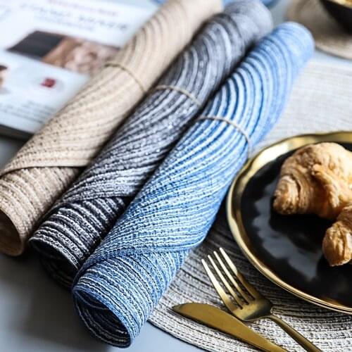 1PC Linen Napkins Round Design Table Napkins Ramie Insulation Pad Solid Placemats Linen Non Slip Table Mat Table Decoration