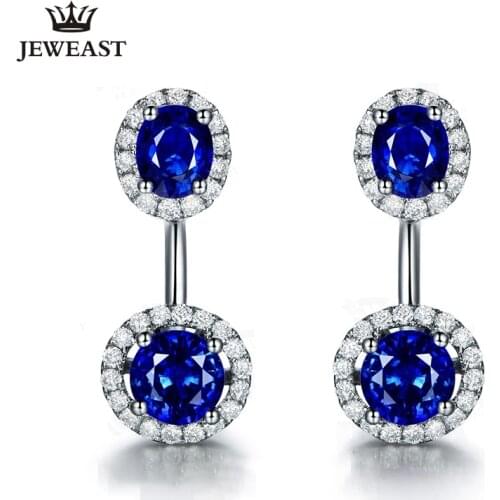 ML Natural sapphire 18K Pure Gold Earring Real AU 750 Solid Gold Earrings Diamond Trendy Fine Jewelry Hot Sell New 2020