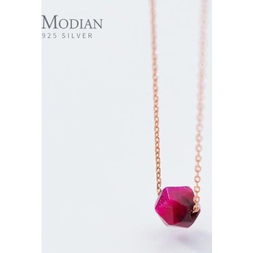 Modian Hot Sale Real 925 Sterling Silver Natural Red Crystal Necklace Pendants For Women Valentines Day Sterling Silver Jewelry