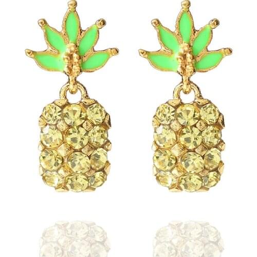 ISINYEE Fashion Pineapple Drop Earrings For Women Design Created Crystal Yellow Charm Statement Jewelry boucle doreille