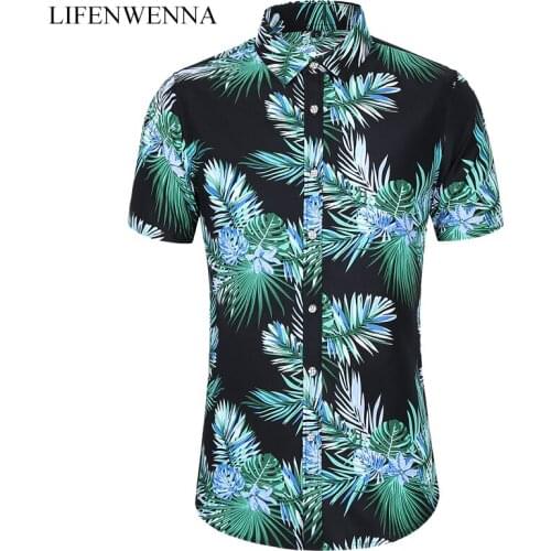 2020 Casual Shirt Summer Mens Shirt New Fashion Flower Printed Short Sleeve Shirts Mens Beach Hawaiian Shirt Plus Size 6XL 7XL