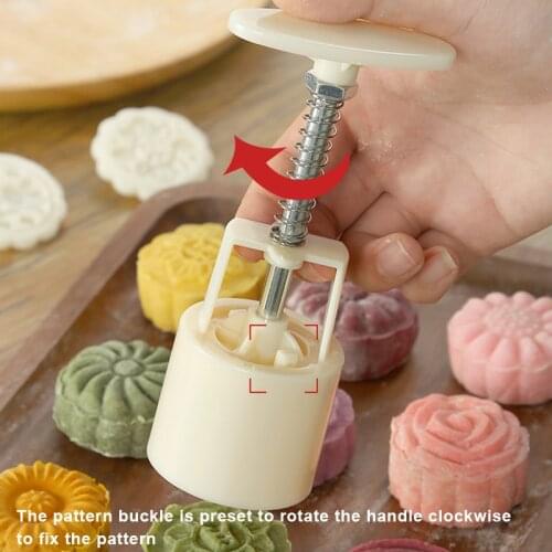 Mooncake Mold Set DIY Plastic Pastries Cake Plungers Hand Press Mooncake Mould Baking Tool XH8Z